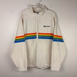 Wilbur Soot Men’s Oversized Half Zip Pullover Sweater in Rainbow Stripe / Cream